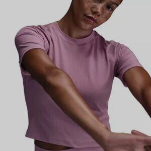 Nike Women's Zenvy Rib Dri-FIT Short Sleeve Top in Plum Dust size XS NWT
